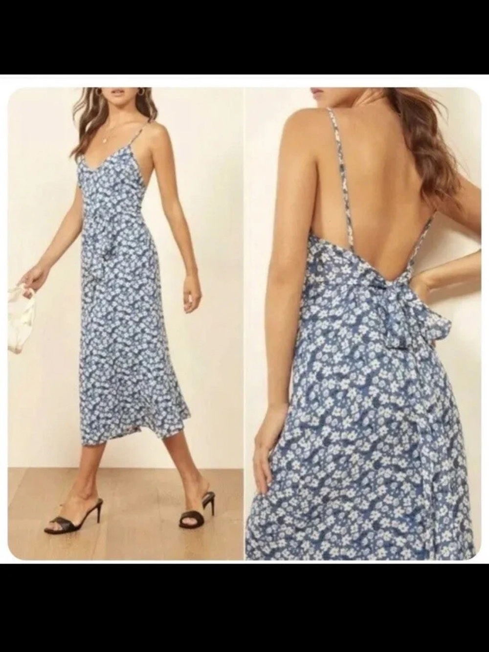 JY26 Reformation Dietrich Floral Print Crepe Midi Dress